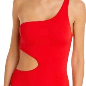 Aqua One Shoulder Cut Out One Piece Red Swimsuit NWT Size XL